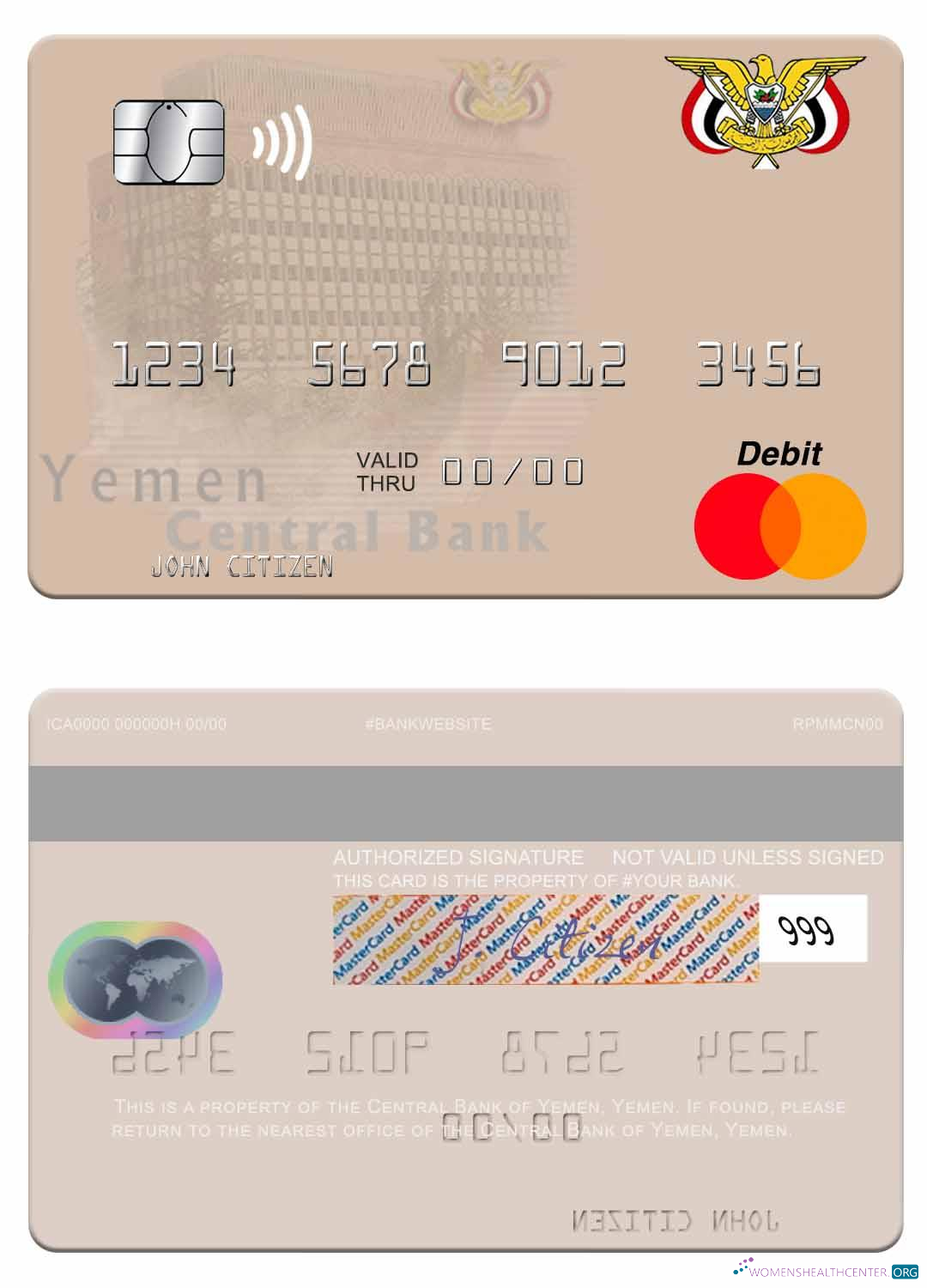 Download Yemen Central Bank of Yemen mastercard Photoshop template